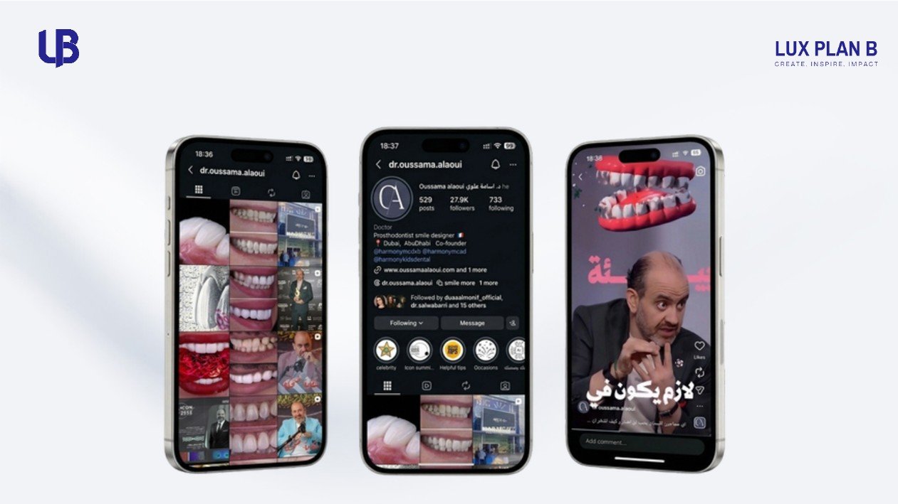 Dr. Oussama Alaoui Instagram grid, profile, and reel screenshots