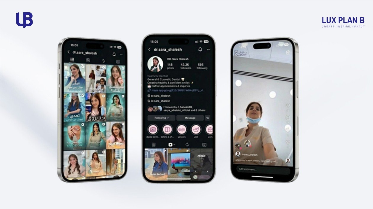 Dr. Sara Shalesh Instagram grid, profile, and reel screenshots